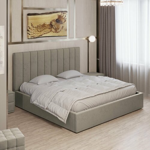 Односпальная кровать 120х200 Милан мини (2024), ортопедическое основание с усиленными ламелями, подъёмный механизм, фабрика Микс-Интерьер (Россия), гарантия 5 лет, ширина (матраса) 120 см (120*200 см), светло-серый микровелюр