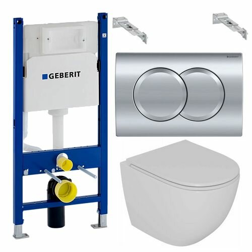 фото Инсталляция для унитаза Geberit Duofix Delta 4 в 1 с кнопкой Delta01 + унитаз D&K Matrix