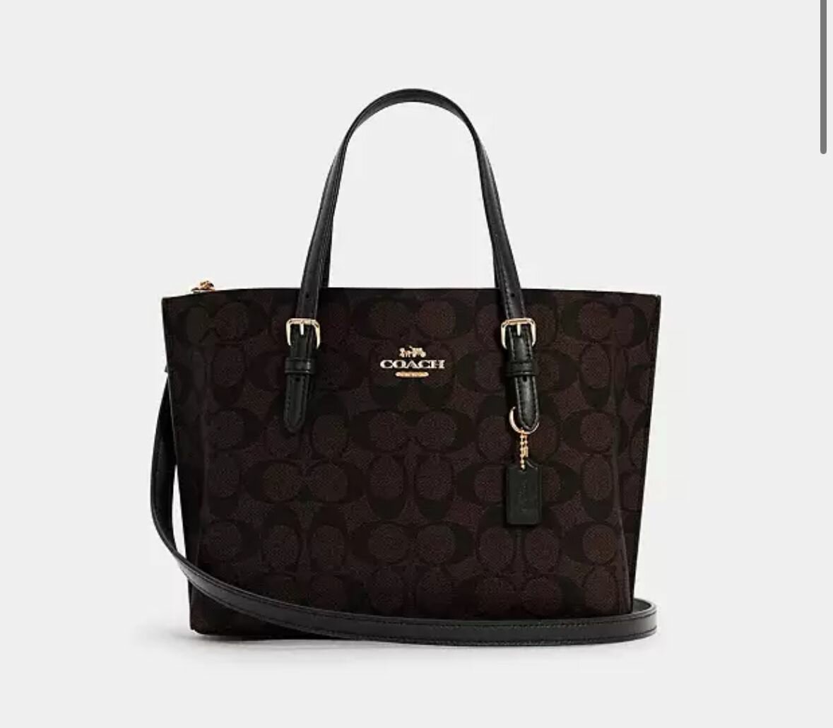 фото Сумка женская Coach Mollie Tote Bag 25 Brown/Black In Signature Canvas