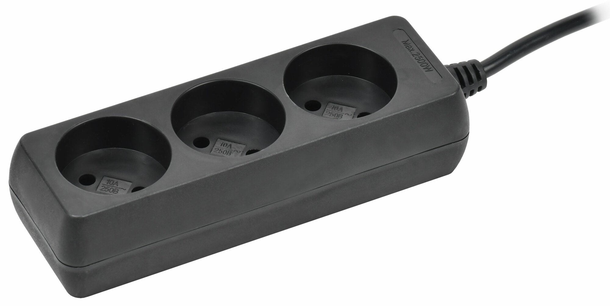 Удлинитель IEK У3 3 розетки 5м 2х0.75мм2 10А 230В 2200Вт IP20 черный