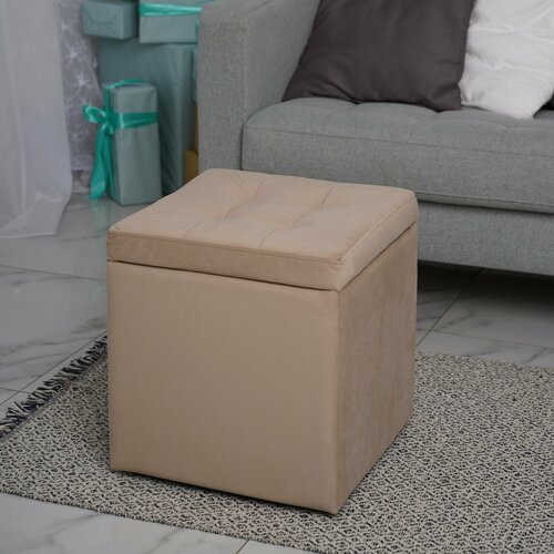 Пуфик с ящиком Sweet mini для туалетного столика бежевый, 39х39х42,5 см.