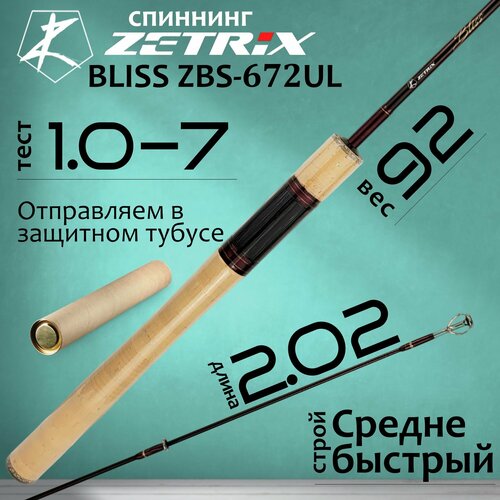 Спиннинг для рыбалки Zetrix BLISS ZBS-672UL 2.02м 1-7гр, штекерный