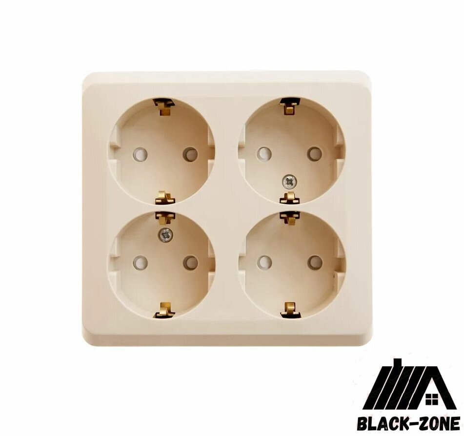 Розетка Systeme Electric Этюд четверная PA16-208K кремовая с заземлением со шторками 5 шт
