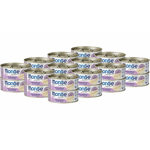Влажный корм Monge Supreme Sterilised для стерилизованных кошек из тунца с сибасом, 80г х 24шт.