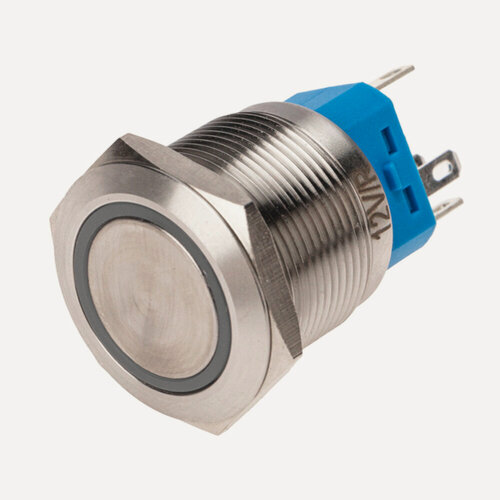 Изображение товара Кнопка антивандальная Rexant (ON)-OFF/(OFF)-ON d22, 12В (6с) красная подсветка, без фиксации {36-3510}