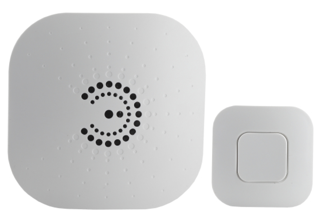 Звонок дверной беспроводной ЭРА Bionic White с 6 мелодиями белый IP44 1 батарейка СR2032 и 2 батарейки АА радиус действия 100м Б0017748 / устройство для оповещения