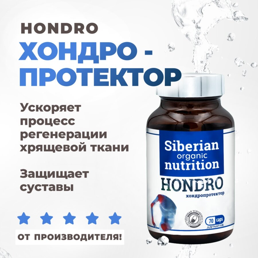 Хондропротектор Siberian Organic Nutrition Hondro хондроитин  глюкозамин капсулы 200г70шт