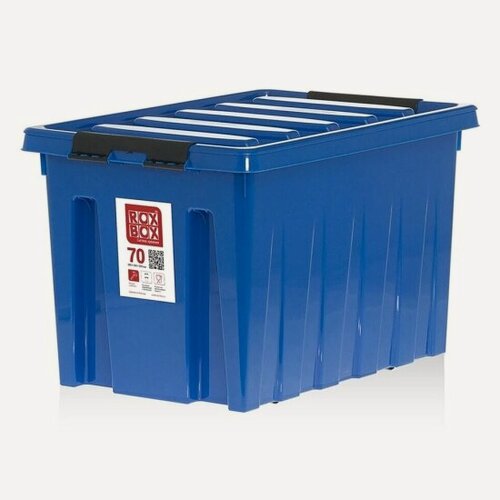 Изображение товара Контейнер на роликах с крышкой Rox Box 70 л. синий