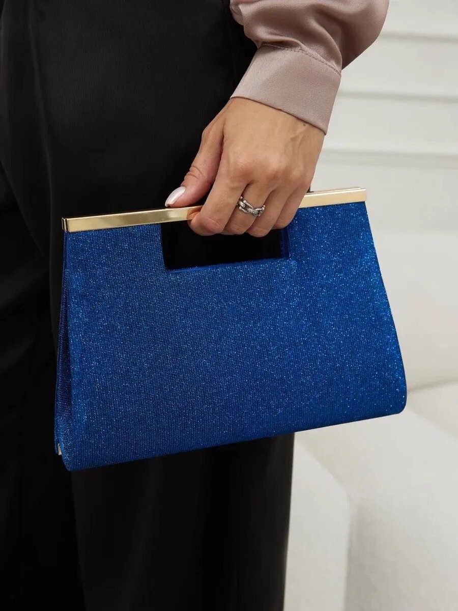 Сумка клатч BERGEN DESIGN, фактура гладкая, синий — фото 1