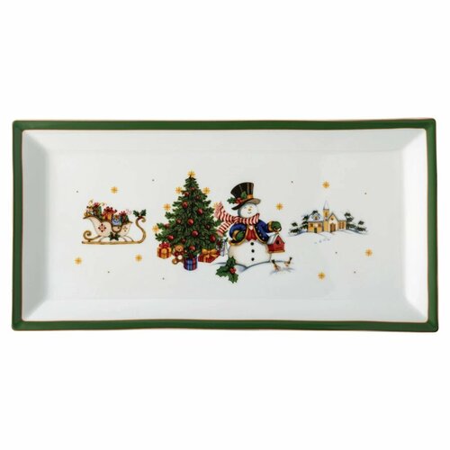 Блюдо прямоугольное Hutschenreuther Зимняя пора 38х18 см фарфор зеленое 8970₽