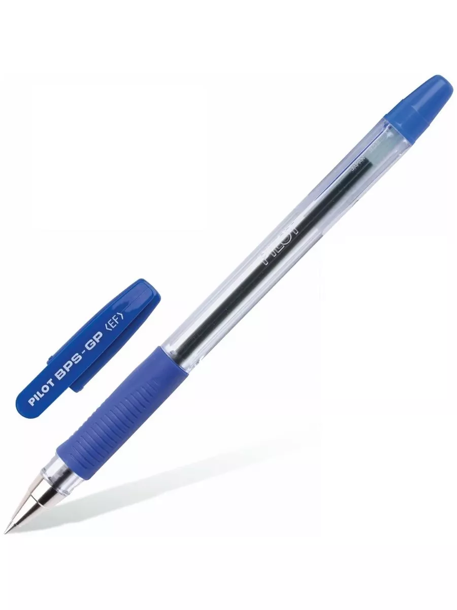 Ручка шариковая + 3 стержня PILOT BPS-GP c резиновым упором, 0.5 мм, масляная основа, цвет чернил синий — фото 1
