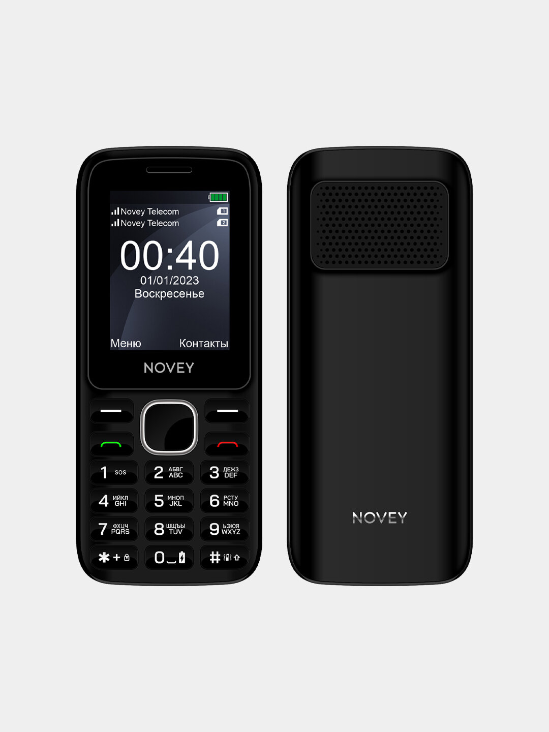 Кнопочный мобильный телефон Novey P40i с 2 SIM - слотами, черный