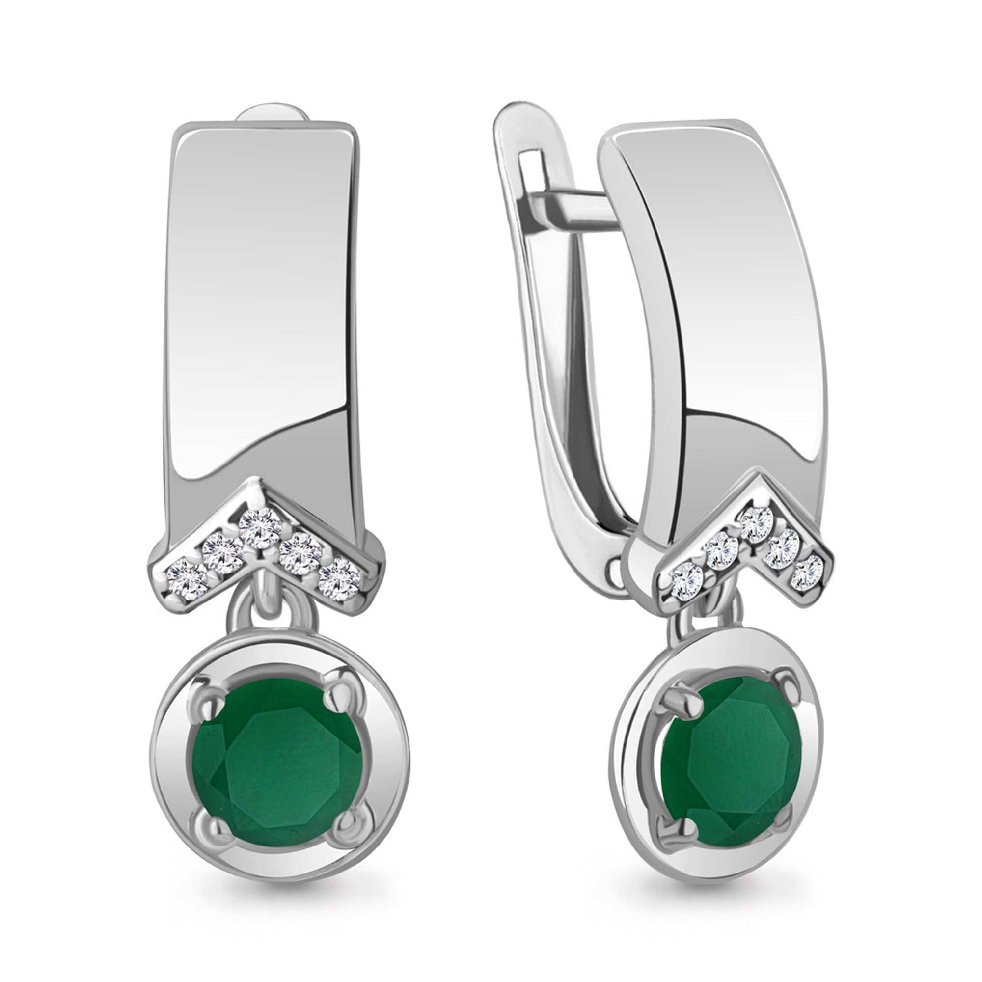 Серьги Diamant online, серебро, 925 проба, родирование, агат, фианит, длина 2.2 см, , бирюзовый