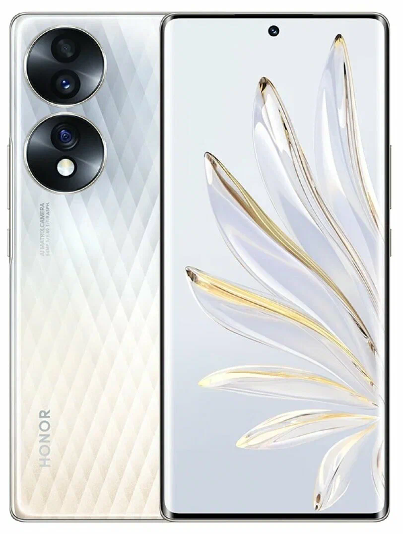 Смартфон Honor 70 5G 8/256 ГБ Global для РФ, Dual nano SIM, серебристый, Поддержите Google