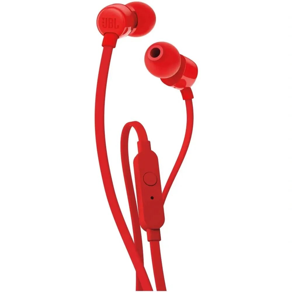 Наушники JBL Tune 110, mini jack 3.5 mm, сменные амбушюры, красные — фото 1