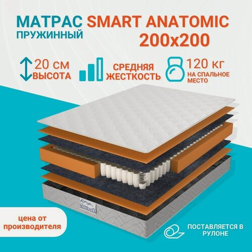 Изображение товара Матрас MATRATEX SMART ANATOMIC, независимые пружины, ортопедический, 200 х 200 x 20 см