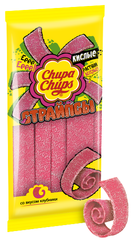 Мармелад Chupa Chups "Страйпсы", жевательный, на палочке, кислый, клубника, 120 г