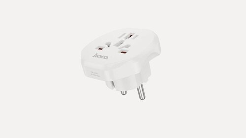 Изображение товара Переходник на все виды розеток Hoco AC6 Universal Conversion Plug, 100-250V, 10A, 2500W, EU/UK/US/AU, Белый