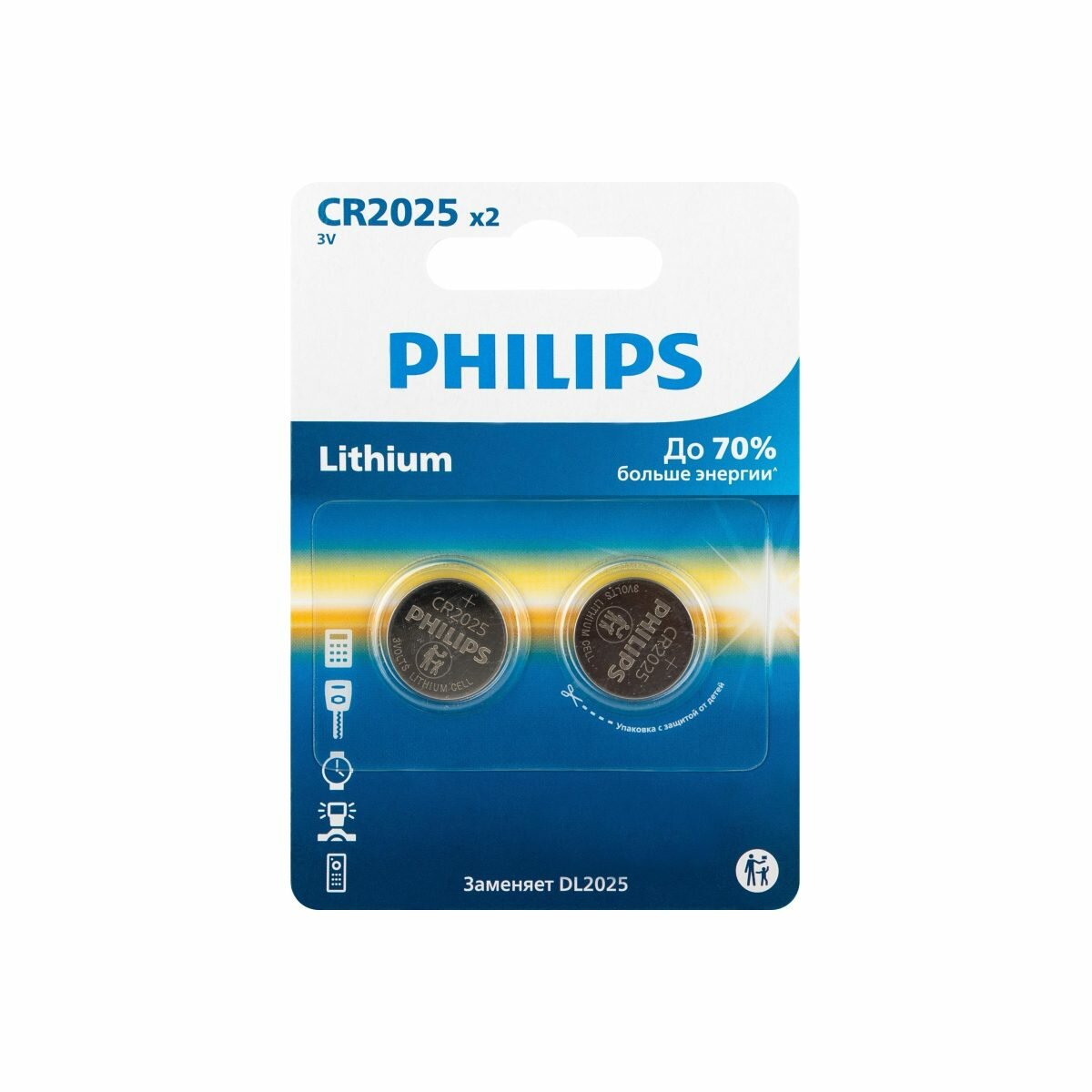 Батарейка Philips CR2025-2BL/CR2025P2/51 литиевые 2шт. (2085093)