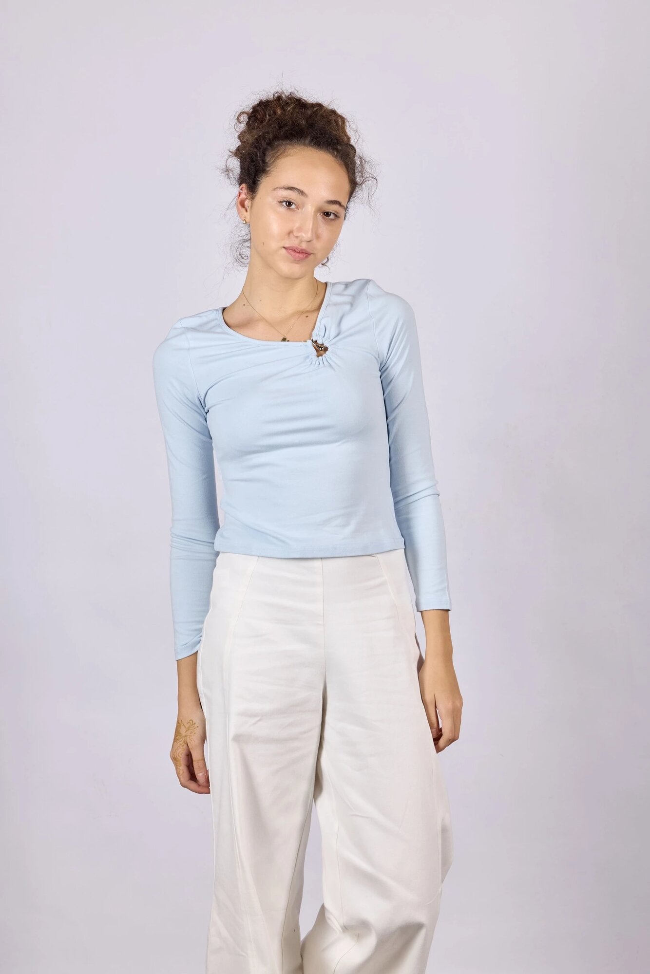 Лонгслив Selfie, размер L, , голубой — фото 1