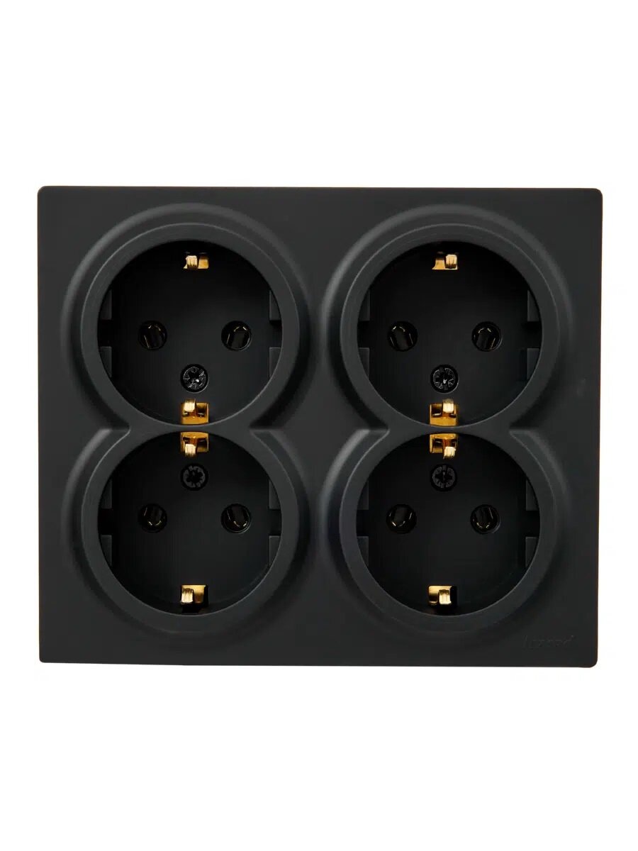 Розетка 4-местная с заземлением LETO LEZARD закрытый корпус ПБТ черная