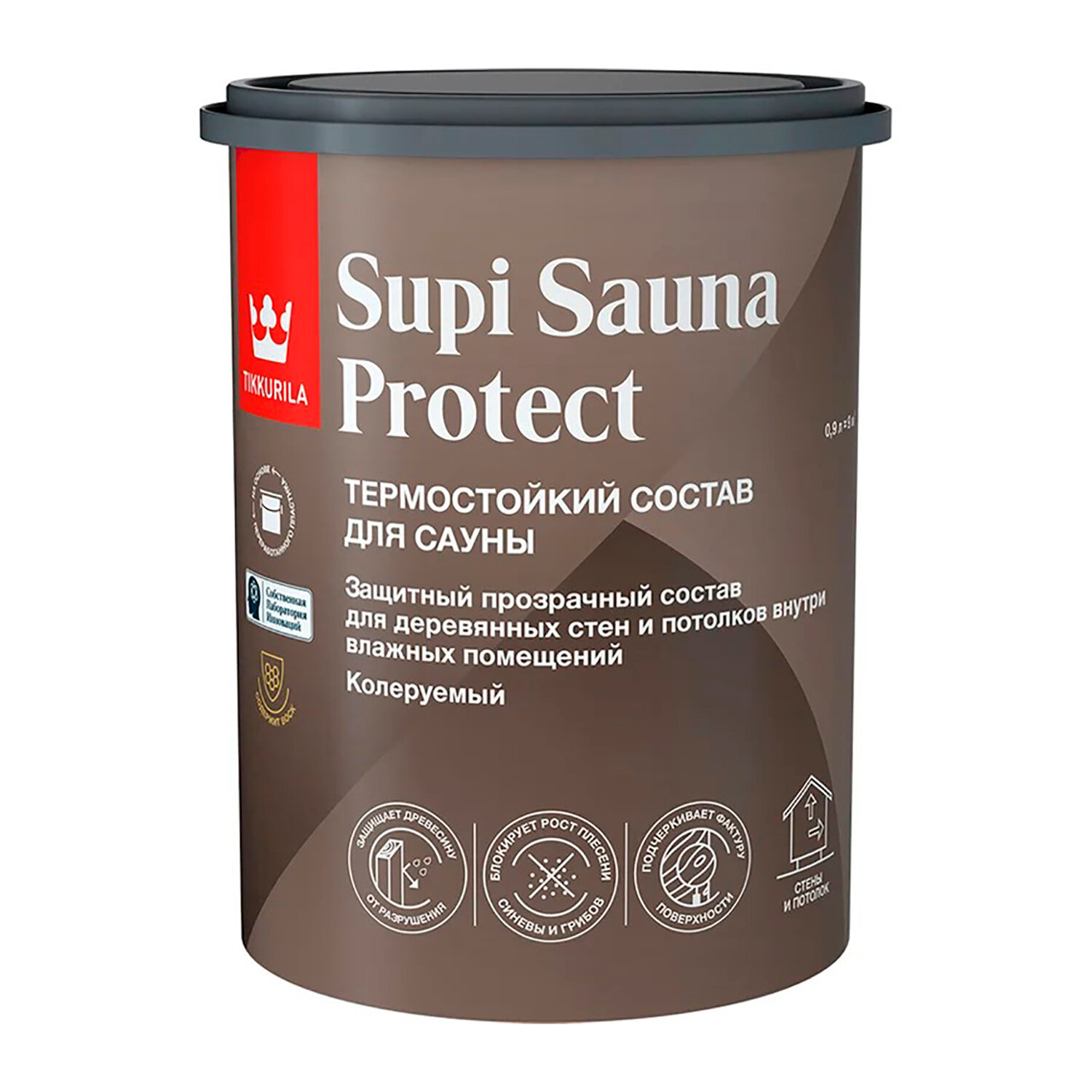 Термостойкий состав для сауны Tikkivala Tikkurila SUPI SAUNA PROTECT EP полуматовый цвет прозрачный 0 9 л