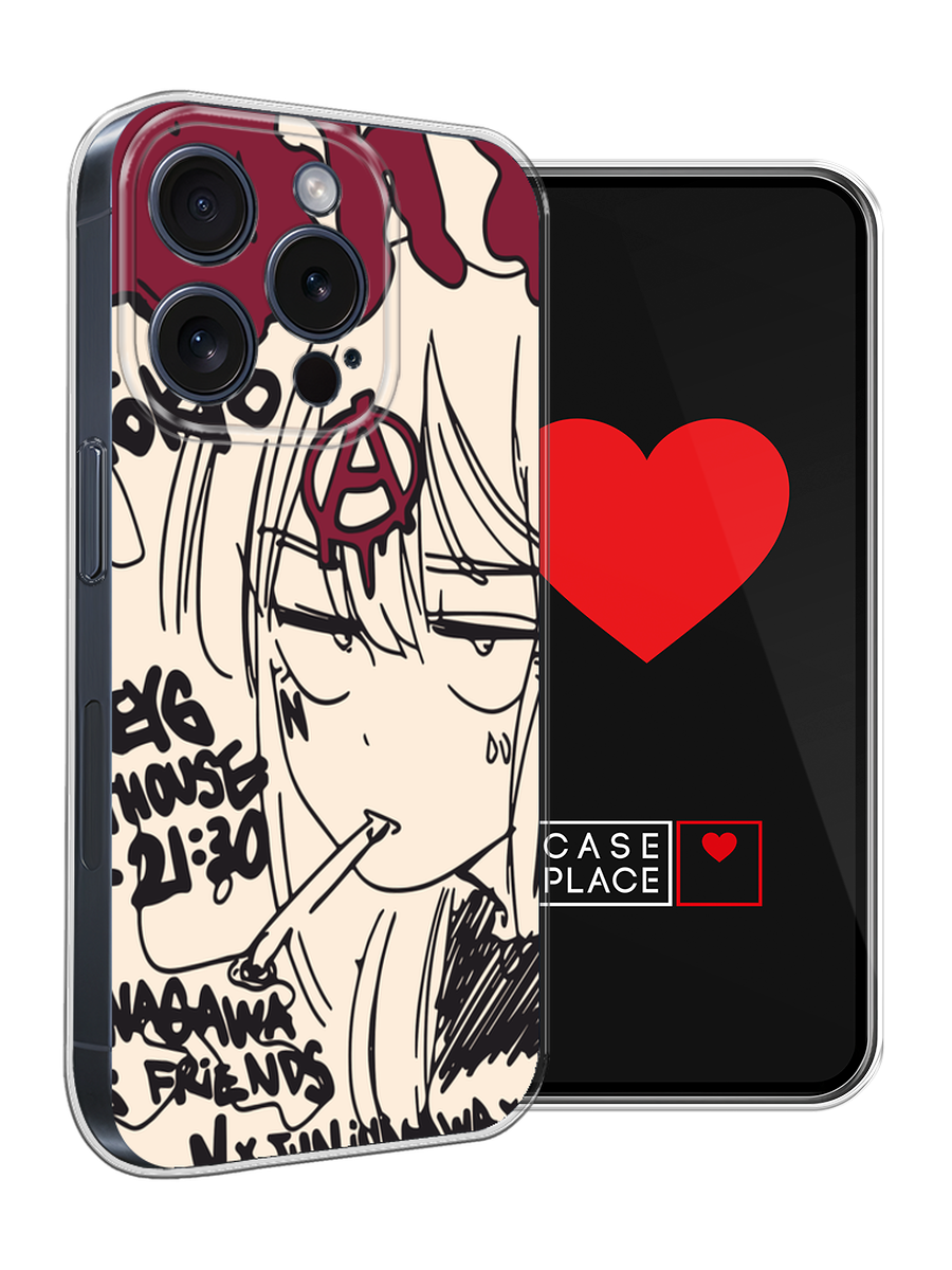 Чехол на Apple iPhone 15 Pro / Айфон 15 Про с принтом Anime doodle — фото 1