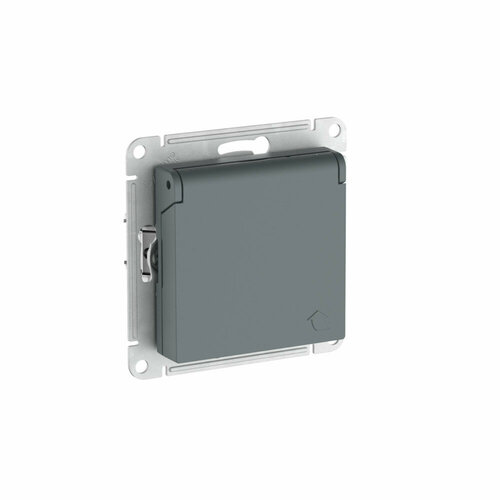 Розетка с заземлением Systeme Electric Atlas Design с защитными шторками на клеммах с крышкой ip20 грифель 1079₽