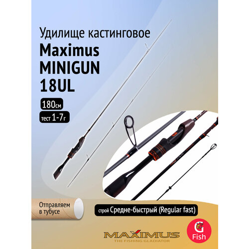 Удилище для рыбалки кастинговое Maximus MINIGUN (Миниган) 18UL 1,8m 1-7g (top solid)