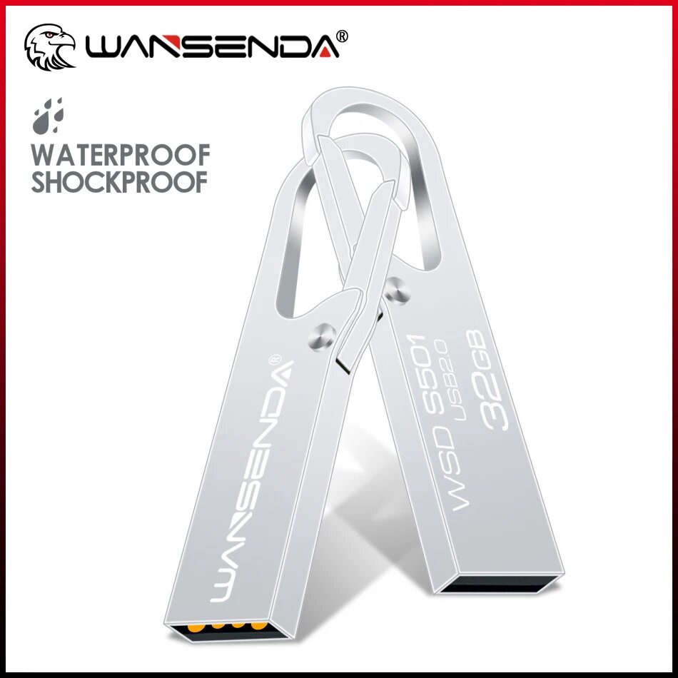 Новый флэш-накопитель WANSENDA USB 2.0, брелок для ключей, 4 ГБ, 8 ГБ, 16 ГБ, 32 ГБ, 64 ГБ, портативный металлический флэш-накопитель USB, 64 ГБ