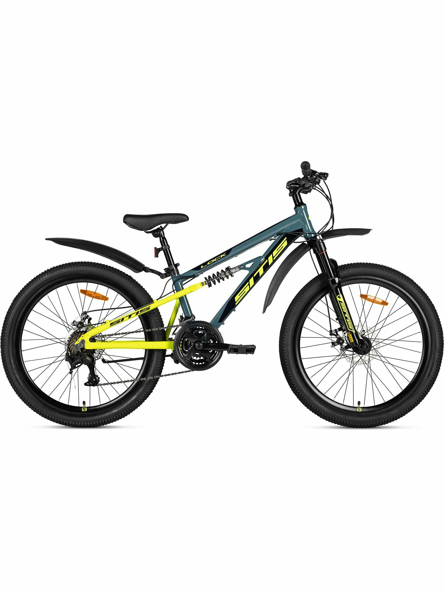Велосипед двухподвес SITIS LOCK SLCK 4.0 24" (2025) Grey-Yellow-Black для детей на рост 180-190 см, алюминиевая рама 19"