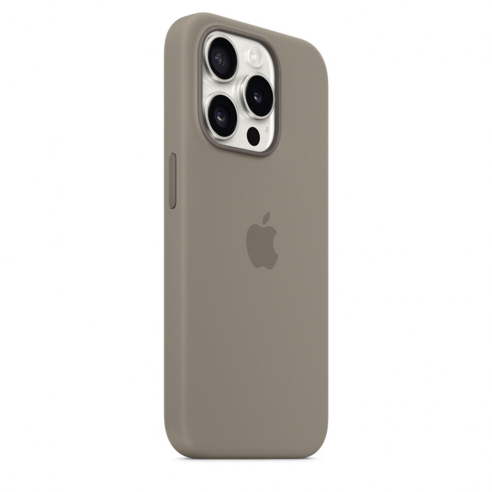 Чехол силиконовый MagSafe для iPhone 15 Pro Max Clay с анимацией NFC, Silicone case MagSafe для айфон 15 Про Макс титановый серый — фото 1