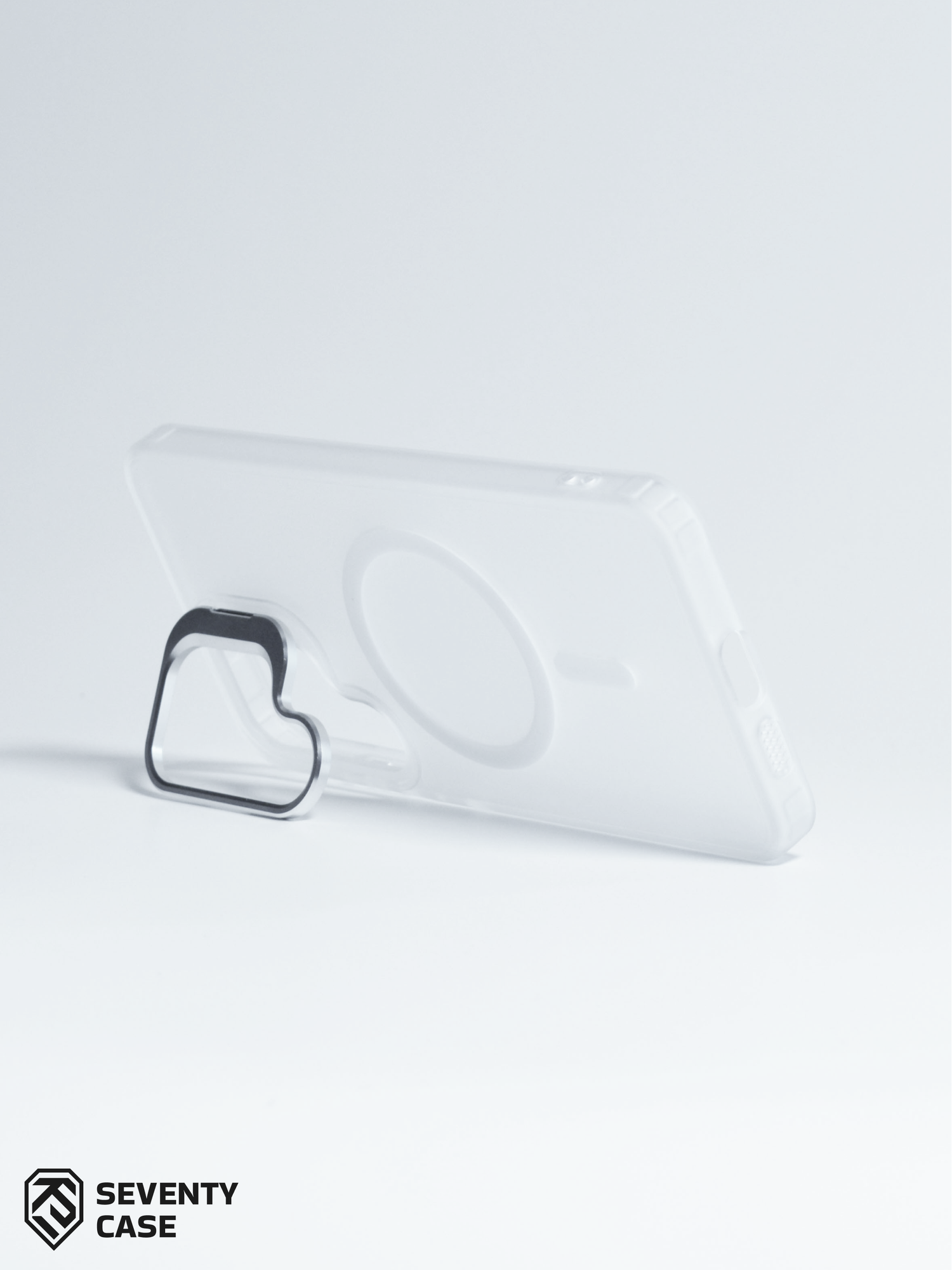 Чехол для Samsung S24 FE (Magsafe усиленный магнит) (защита камеры +подставка) Прозрачный-Матовый от SeventyCase — фото 1