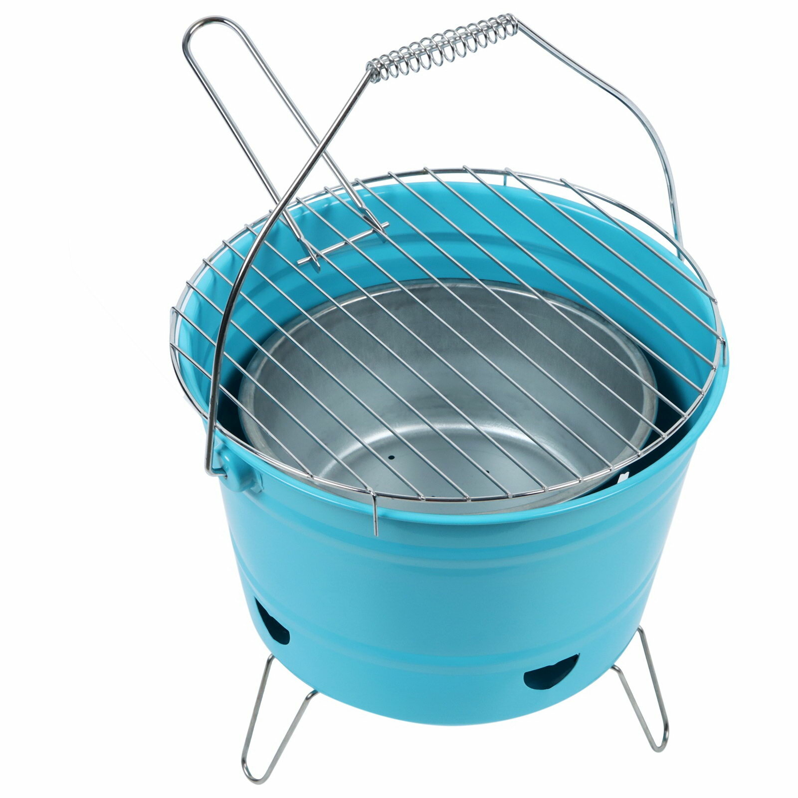 Гриль барбекю портативный 27x22.5 см голубой особенности: с решёткой