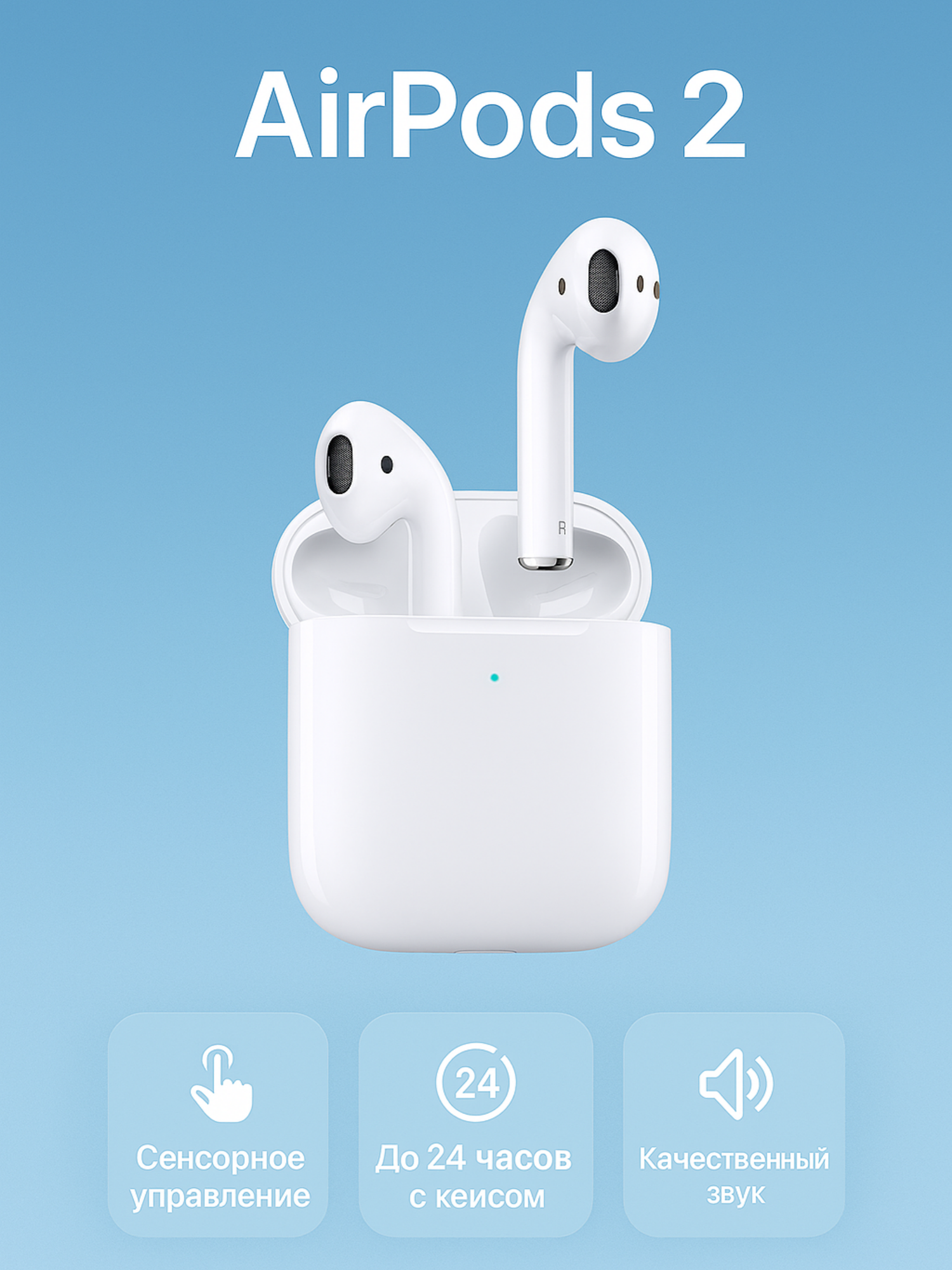 Беспроводные наушники AirPods 2, с беспроводной зарядкой, версия dubai для iPhone и Android