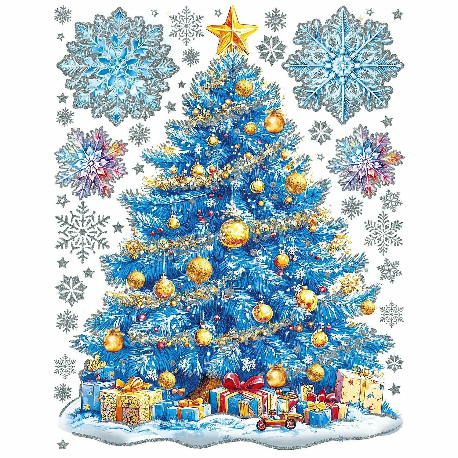 Наклейки новогодние с раскраской MAGIC TIME Елочка 94290 30x38см