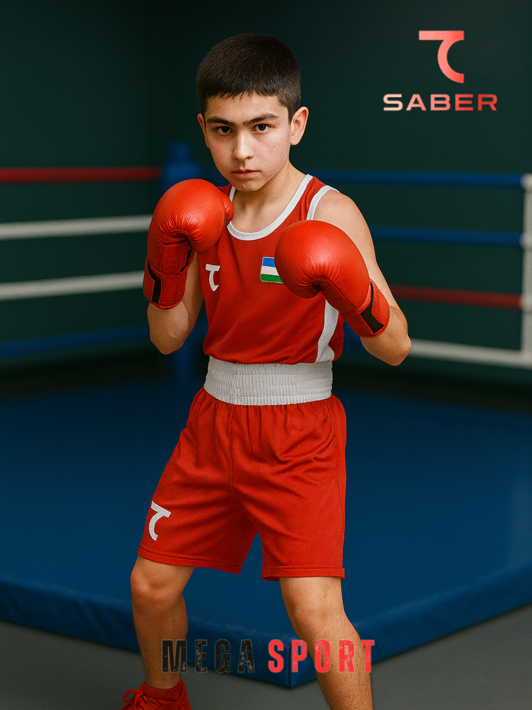 Халат боксёрский , размер 38-40, красно-белый