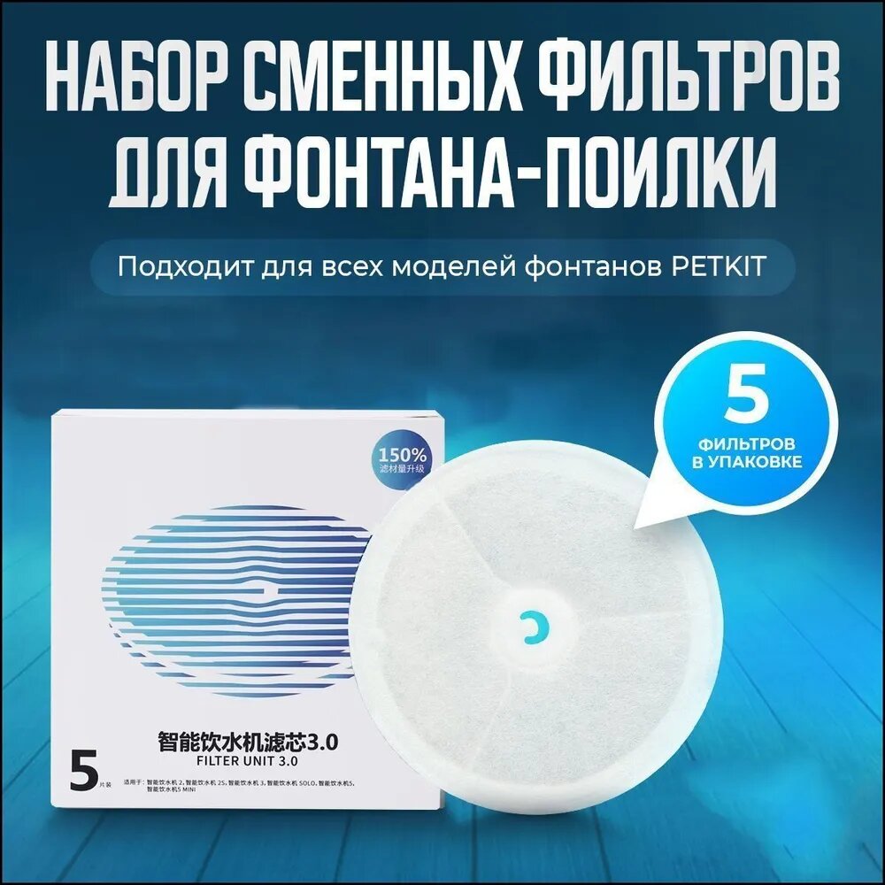 Набор сменных фильтров для фонтана-поилки, FILTER UNIT 3.0, для моделей 2, 3, 5 и Solo, 5 шт.