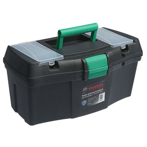 Ящик Тундра 4649983, 41x22x19 см, черный/зеленый ящик для инструмента пластиковый 19 48 5 х 24 5 х 21 5 см