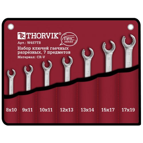 Набор гаечных ключей Thorvik W4S7TB, 7 предм., серебристый набор ключей разрезных 7 пр 8 19 мм сумка thorvik серии arc thorvik w4s7tb цена за 1 шт