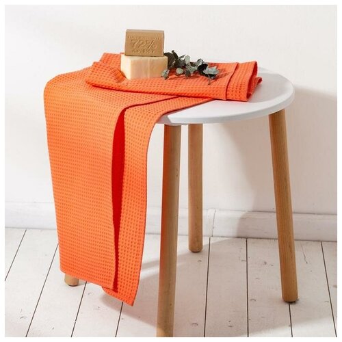 фото Полотенце вафельное этель 70*140 см. цв.оранжевый коралл, 100% хл, пл 240 г/м2 6250177