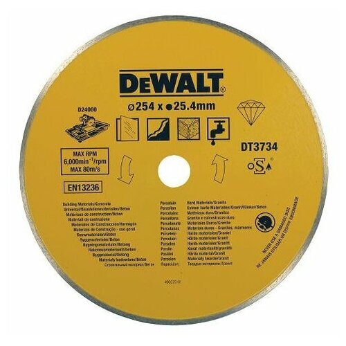 Диск алмазный отрезной DeWALT DT3734, 254 мм, 1 шт. шпатель dewalt 254 мм dxtt2 192