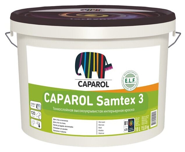 Краска интерьерная Caparol Samtex 3 Pro, база 1, белая, 10 л - фотография № 1