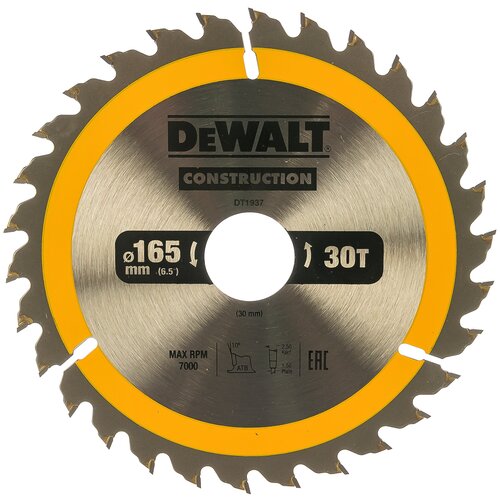Пильный диск CONSTRUCT 165х30 мм, 30Т, ATB +10град Dewalt DT1937 15568523