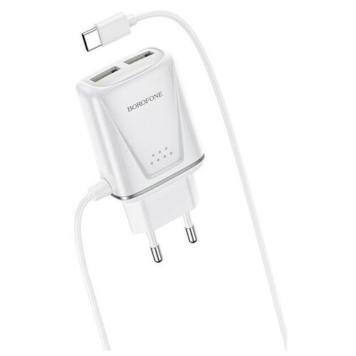 Сетевое зарядное устройство Borofone BA50A Beneficence с кабелем USB Type-C, white