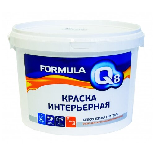 Краска акриловая Formula Q8 Интерьерная матовая белоснежный 13 кг