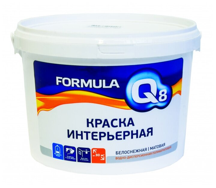 Краска воднодисперсионная, Formula Q8, интерьерная, матовая, 5 кг - фотография № 2