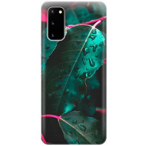 фото Re:pa накладка transparent для samsung galaxy s20 с принтом "капли на листьях"