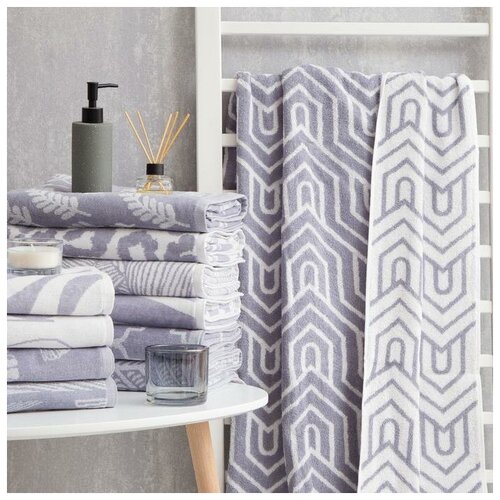 фото Полотенце махровое этель ornament серый, 100х150 см, 100% хлопок, 420 гр/м2