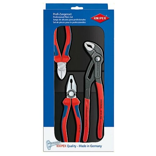 Набор шарнирно-губцевого инструмента Knipex 00 20 09 V01, 3 предм., красный/синий набор шарнирно губцевого инструмента knipex 00 20 72 v01 2 предм серебристый красный